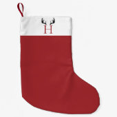 Rood wit monogram modern gewei kleine kerstsok (Voorkant)