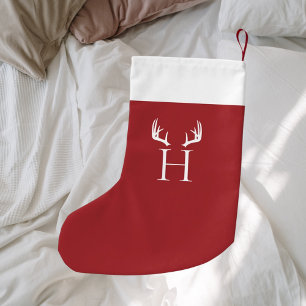 Rood wit monogram modern gewei kleine kerstsok