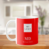 Rood wit monogram naam bedrijf logo koffiemok