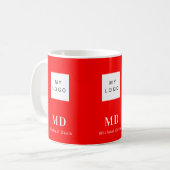 Rood wit monogram naam bedrijf logo koffiemok (Voorkant links)