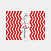 Rood Wit Monogram Naam Keepsake Chevron Fleece Deken (Voorkant (Horizontaal))