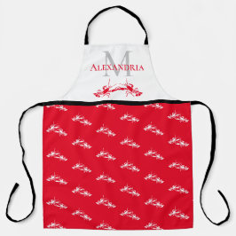 Rood wit monogram Naam Lobster Patroon Schort