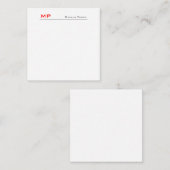 Rood wit monogram Professional Plain Minimalist Notitiekaartje (Voorkant / Achterkant)