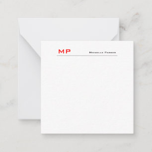 Rood wit monogram Professional Plain Minimalist Notitiekaartje