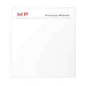 Rood Wit Monogram Professioneel Eenvoudig Minimali Notitieblok (Voorkant)