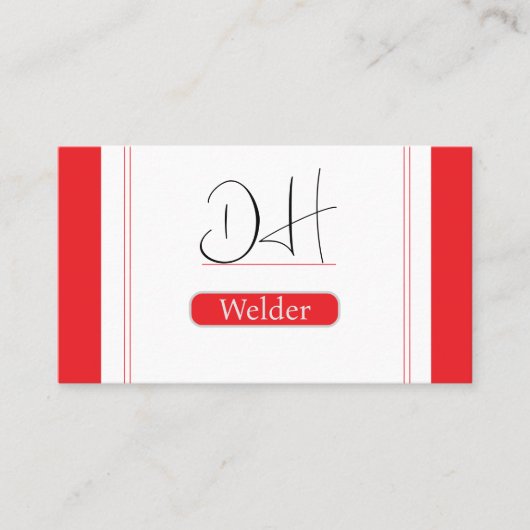 Rood & Wit Monogram Professioneel Metalen Lassen Visitekaartje (Voorkant)