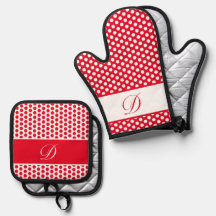 Rood & Wit Monogrammed Polka-Dot