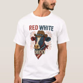 Rood wit moo 4 juli t-shirt (Voorkant)