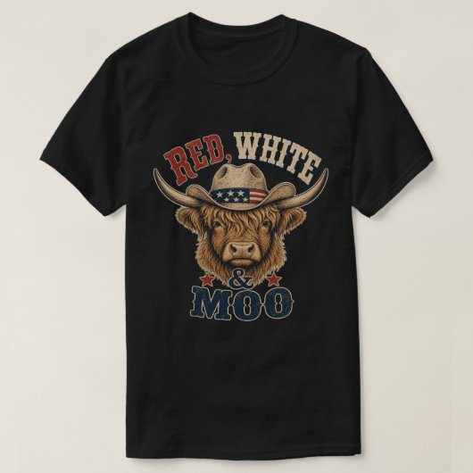 Rood, Wit & Moo Highland Kortharige Koe T-shirt (Design voorkant)