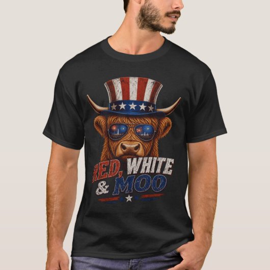 Rood Wit & Moo Hooglandrundershirt - Grappige 4e j T-shirt (Voorkant)