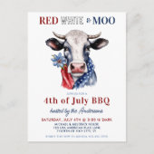 Rood Wit Moo Patriottisch Koe Boerderij 4 juli Feestdagenkaart (Voorkant)