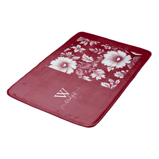 rood & wit  Mooie Tuinbloemen Badmat (Gekanteld)