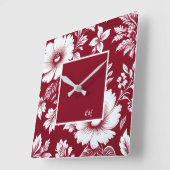 rood & wit Mooie Tuinbloemen Vierkante Klok (Hoek)
