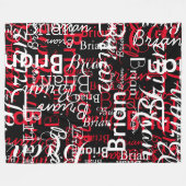 Rood & Wit Naam Koel Patroon helemaal Zwart Fleece Deken (Voorkant (Horizontaal))