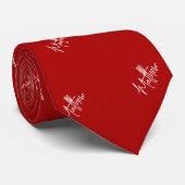 Rood wit naampatroon modern script stropdas (Opgerold)