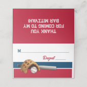 Rood, Wit, Navy Honkbal Bar Mitswa Plaatskaartje (Buitenkant ongevouwen)