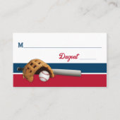 Rood, Wit, Navy Honkbal Bar Mitswa Plaatskaartje (Voorkant)