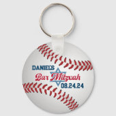 Rood, Wit, Navy Honkbal Bar Mitswa Sleutelhanger (Voorkant)