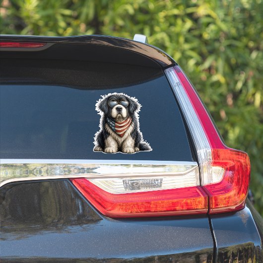 Rood, Wit & Newf Doggo Sticker (Auto Zijkant)