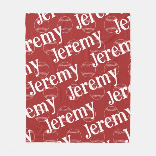 Rood & Wit Nieuwigheid Baseball Fleece Deken (Voorkant)