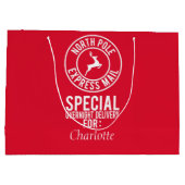 Rood & Wit Noordpool Express Mail Naam Gift Bag Large Cadeautasje (Achterkant)