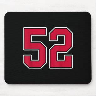 Rood Wit Nummer 52 Jersey Speler Uniform #52 Muismat