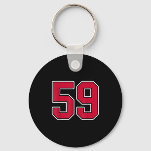 Rood Wit Nummer 59 Jersey Speler Uniform #59 Sleutelhanger