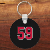 Rood Wit Nummer 59 Jersey Speler Uniform #59 Sleutelhanger (Voorkant)