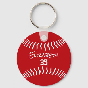 rood wit of ELKE team kleuren softbal honkbal Sleutelhanger