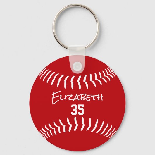rood wit of ELKE team kleuren softbal honkbal Sleutelhanger (Voorkant)