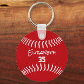 rood wit of ELKE team kleuren softbal honkbal Sleutelhanger (Voorkant)