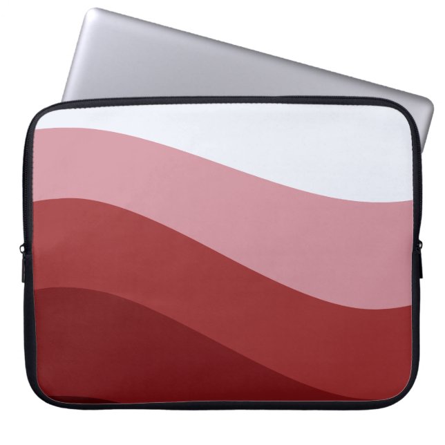 Rood Wit Ombre Wave patroon Laptop Sleeve (Voorkant)