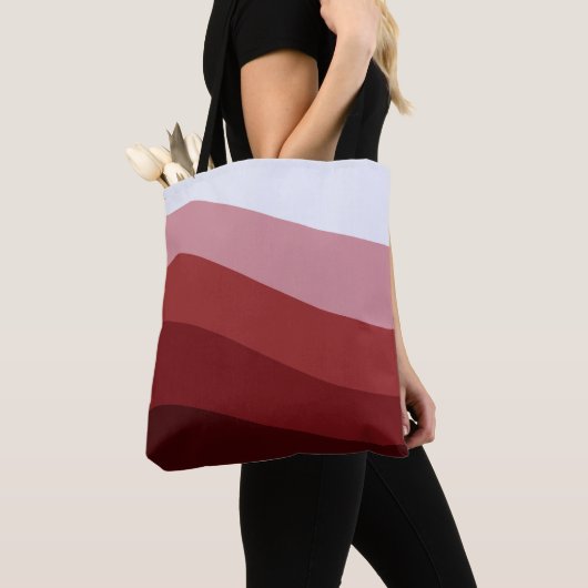Rood Wit Ombre Wave patroon Tote Bag (Dichtbij)