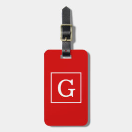 Rood Wit Omlijst Initiaal Monogram Bagagelabel