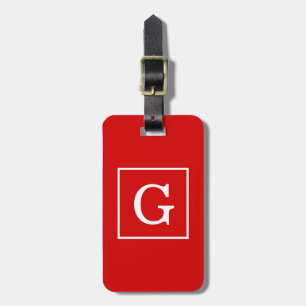 Rood Wit Omlijst Initiaal Monogram Bagagelabel