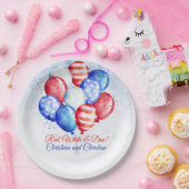 Rood Wit & Onafhankelijk Viering Babyshower Papieren Bordje (Feest)