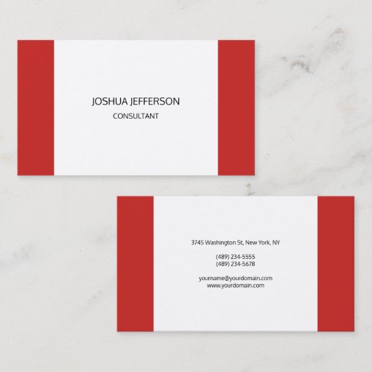 Rood wit ontwerp Modern eenvoudig minimalistisch t Visitekaartje (Voorkant / Achterkant)