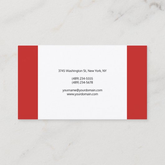 Rood wit ontwerp Modern eenvoudig minimalistisch t Visitekaartje (Achterkant)