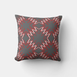 Rood Wit op Donkergrijze Abstracte Diamant Mozaïek Kussen