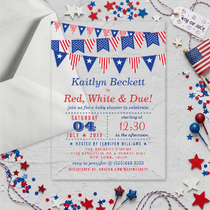 Rood, Wit & Op Komst 4 juli Baby Shower Acryl Uitnodigingen
