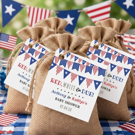 Rood, Wit & Op Komst! 4 juli baby shower Bedankjes Labels