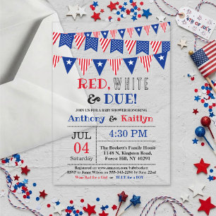 Rood, Wit & Op Komst! 4 juli babyborrel Acryl Uitnodigingen