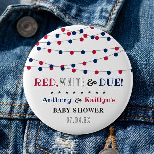 Rood, Wit & Op Komst! 4 juli babyborrel Ronde Button 5,7 Cm