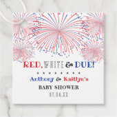 Rood, Wit & Op Komst! Baby Shower 4 juli Bedankjes Labels (Voorkant)