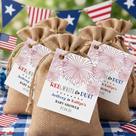Rood, Wit & Op Komst! Baby Shower 4 juli Bedankjes Labels