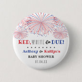 Rood, Wit & Op Komst! Baby Shower 4 juli Ronde Button 5,7 Cm (Voorkant)