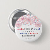 Rood, Wit & Op Komst! Baby Shower 4 juli Ronde Button 5,7 Cm (Voorkant /achterkant)