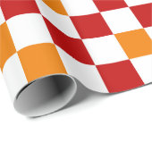 Rood Wit Oranje Geruit Patroonontwerp  Cadeaupapier (Rol Hoek)