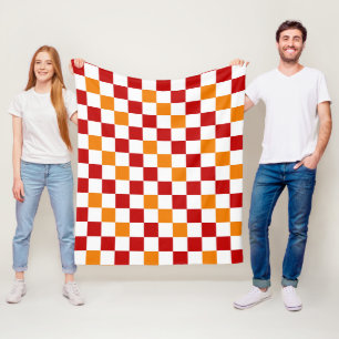 Rood Wit Oranje Geruit Patroonontwerp Fleece Deken