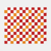 Rood Wit Oranje Geruit Patroonontwerp Fleece Deken (Voorkant (Horizontaal))